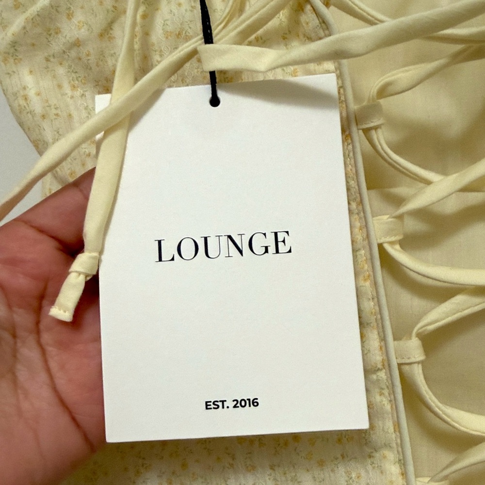 NWT LOUNGE Corset Back Mini Dress in Lemon Floral - Picture 11 of 12